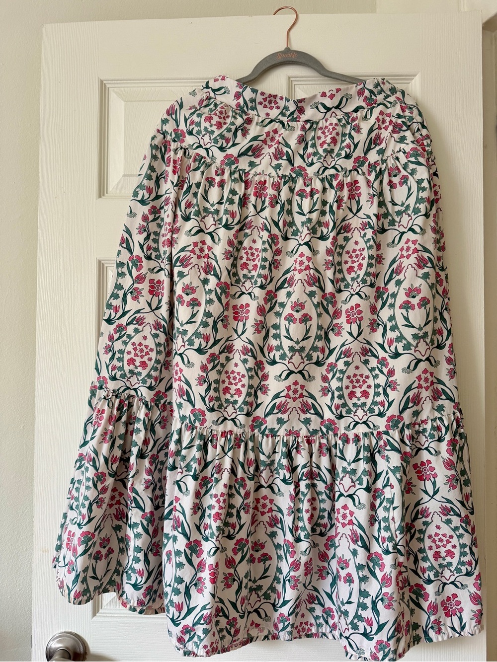 Abercrombie & Fitch White Skirt with Pink & Green Floral Print Poplin